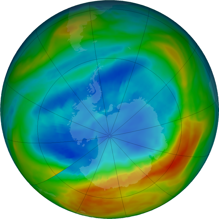 Antarctic ozone map for 22 August 2024